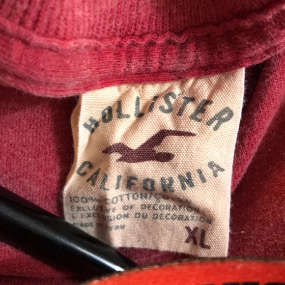 Hollister Malibu Tropical Graphic Brushed Cotton Muted Red Short Sleeve T-Shirt - Picture 11 of 11